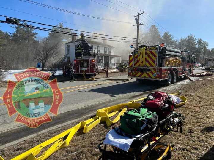 Crews battle a multi-alarm fire at 205 Main Street in Townsend on Sunday, March 12