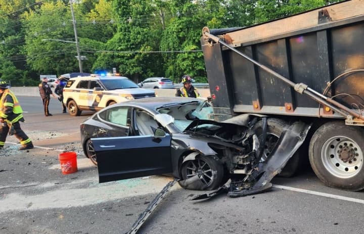 A horrific early rush-hour crash on Route 4 in Teaneck on Thursday, May 18, sent a motorist to the hospital, authorities confirmed.