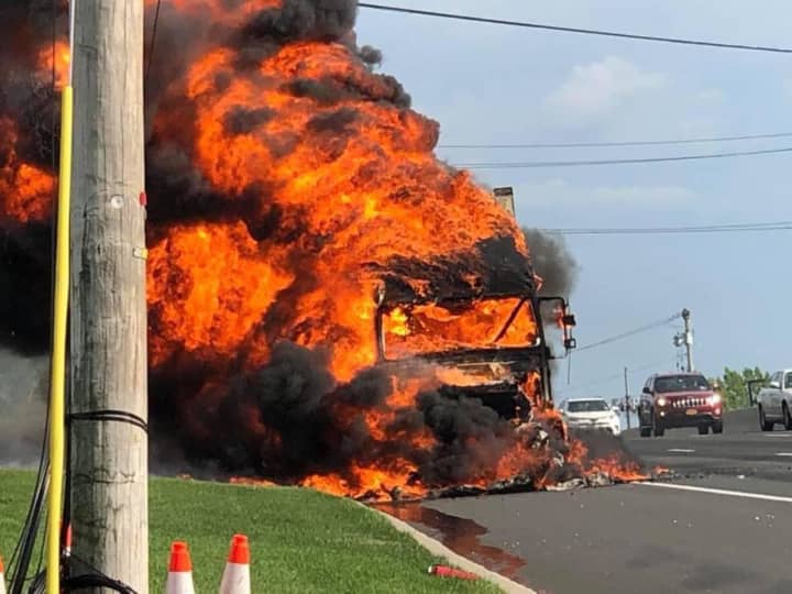 A tractor trailer burst into flames at 5:20 p.m. Friday on Route 17 northbound.