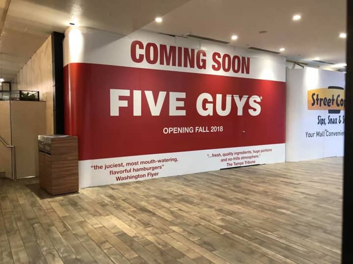 Five Guys is opening in Fall 2018 at the Garden State Plaza food court.