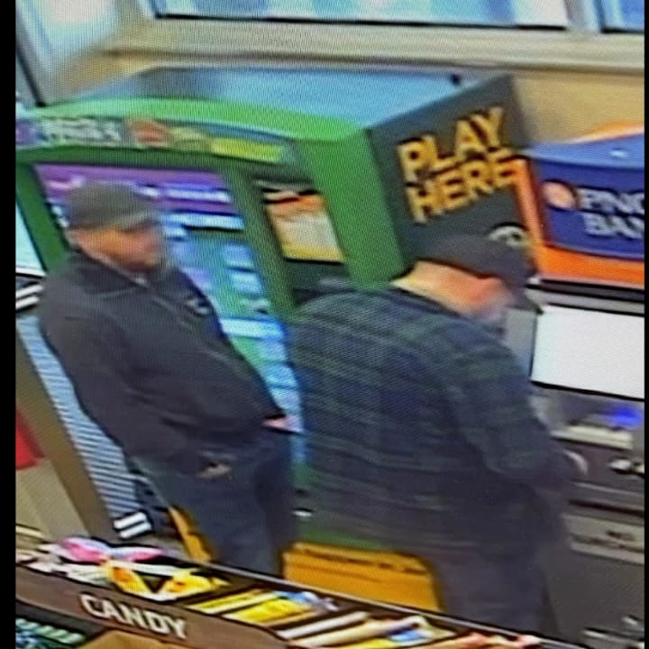 Two men suspected of installing skimming devices on ATMs at a Wawa convenience store in Galloway Township, NJ.