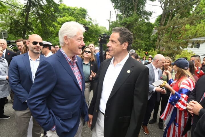 Former president Bill Clinton of Chappaqua and Gov. Andrew Cuomo see eye-to-eye at the New Castle Memorial Day Parade.