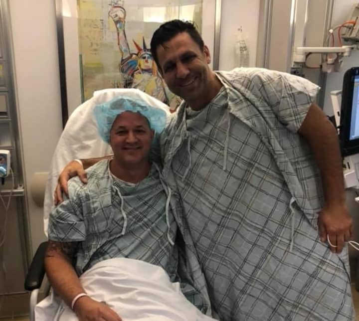 Chris Clark of Paramus -- a Bogota native -- readies for surgery at New York Presbyterian Hospital. He is supported best friend by George Salameh of Wood-Ridge -- Hasbrouck Heights native -- who received his new kidney the following day.