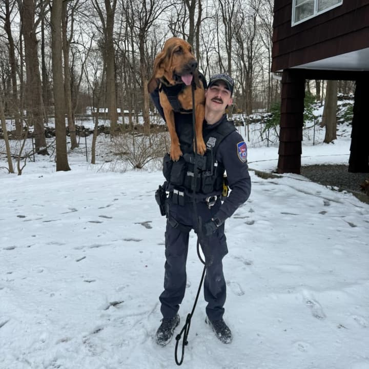 Westchester County Police Officer Hearle and his bloodhound partner, Wren, helped find two of the suspects.&nbsp;