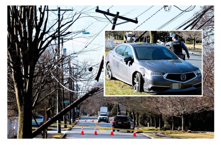 Police took the uninjured driver into custody after the Acura RLX slammed into the pole on North Van Dien Avenue in Ridgewood shortly before 8:30 a.m. Sunday, March 3.
  
