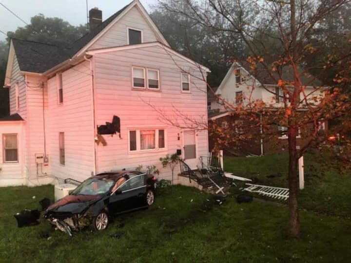A car slammed into a house in Sloatsburg.