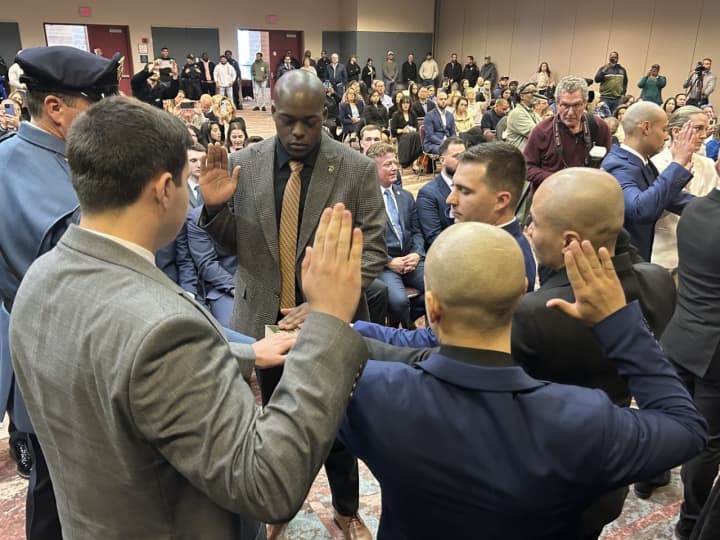 A swearing-in ceremony for new members of the Atlantic City (NJ) Police Department.