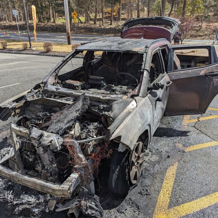The aftermath of a car fire.