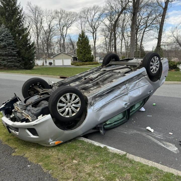 An overturned vehicle.