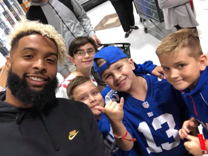 Odell Beckham Jr. snapped selfies with shoppers in Wallington Friday.