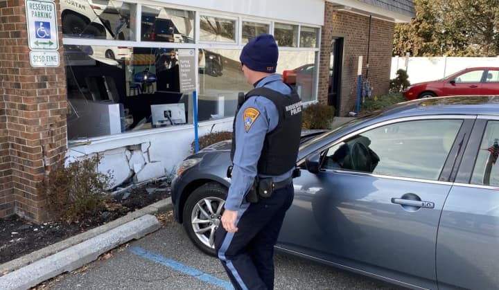 The impact caused severe structural damage to the Chase Bank branch on Godwin Avenue in Ridgewood.