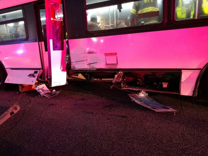 Three NJ Transit passengers were transported to the hospital Tuesday morning following a crash.
