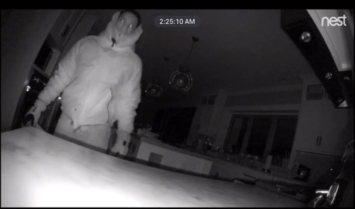 One of the suspects inside the home while the residents sleep.