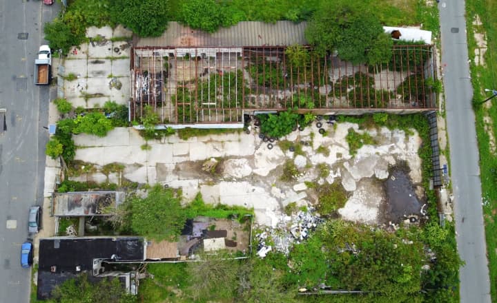 An overhead shot of what authorities said was a waste dump