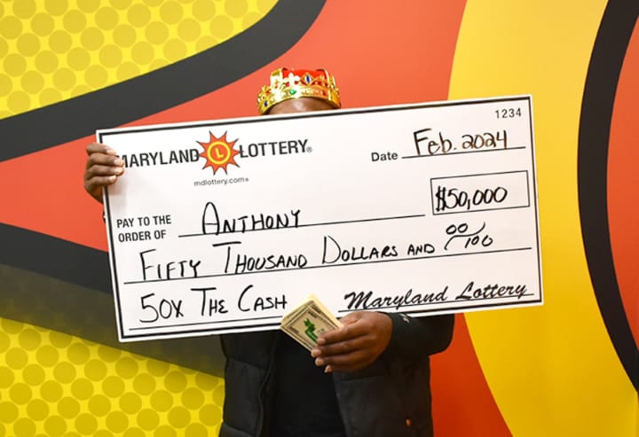 The St. Mary's County man claimed a $50,000 prize.