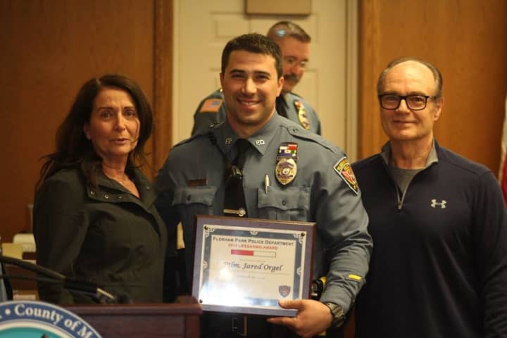 Florham Park Officer Jared Orgel was honored for saving a choking infant.