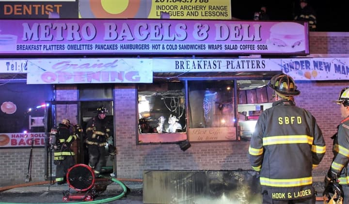 The overnight fire seriously damaged Metro Bagels &amp; Deli in Saddle Brook.