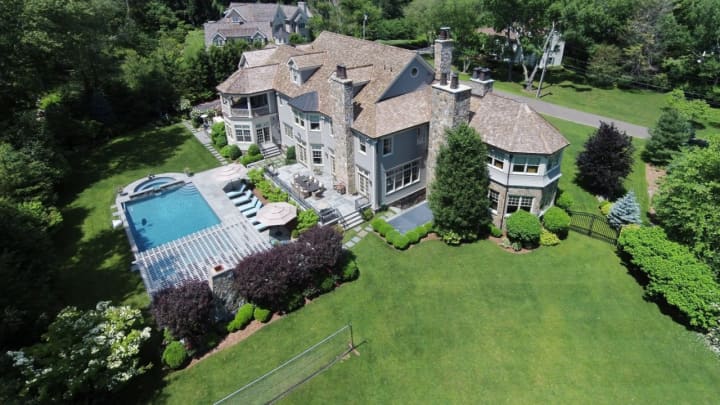 An aerial view of the Westport home at 5 Pritchard Lane.