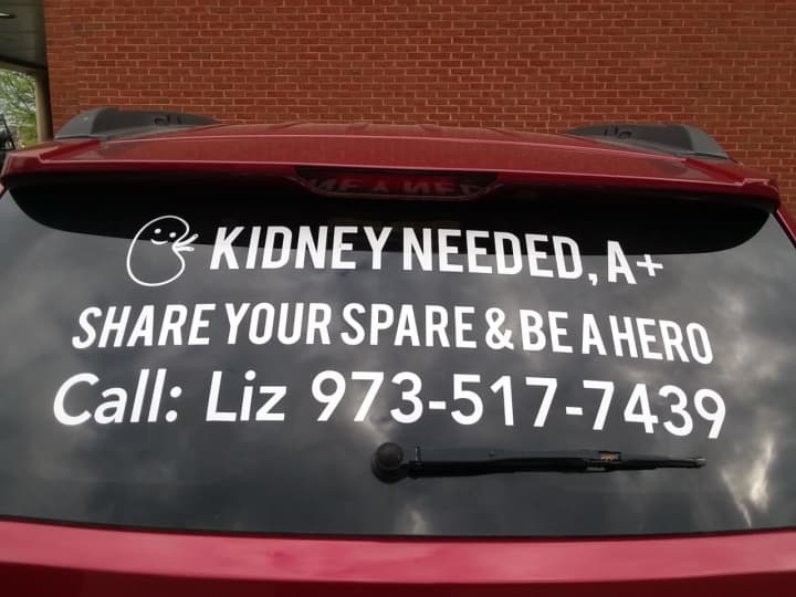 Elizabeth Abrantes has been waiting for years for a kidney. Her car is seen in Bloomfield recently.