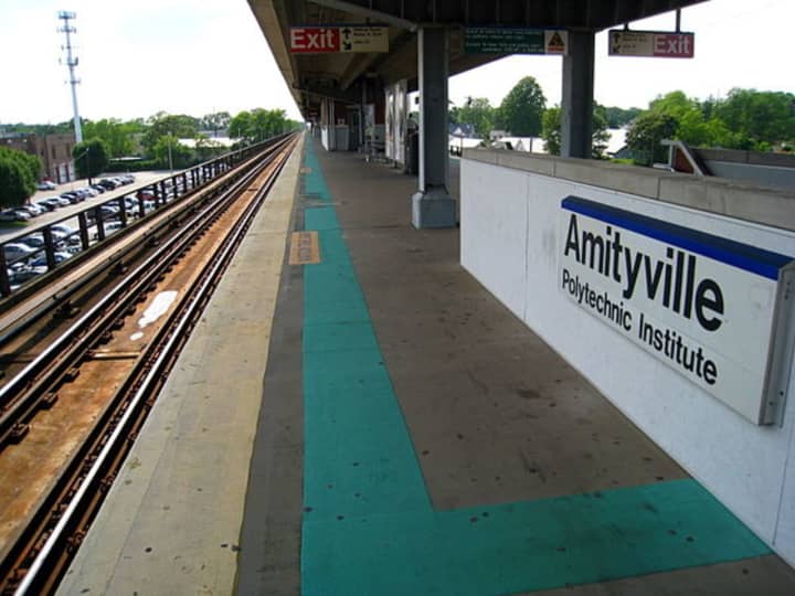 A man hit by a train at Amityville Station on Long Island received severe leg damage.