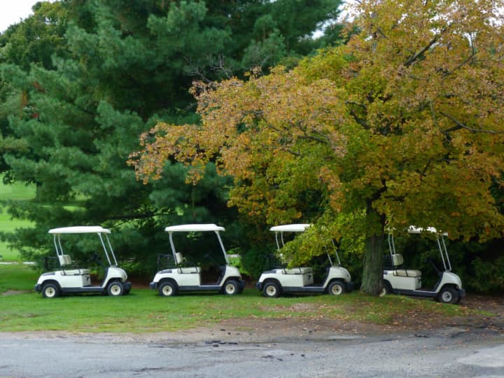 Three women were injured, Bedford Police said, after a golf cart at GlenArbor Golf Club rolled over. Pictured are a series of unrelated carts.