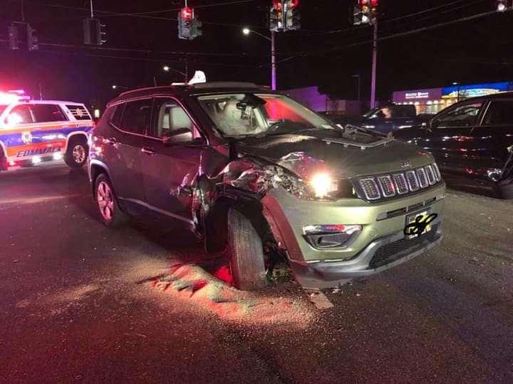 Two people were injured in a five-vehicle crash.