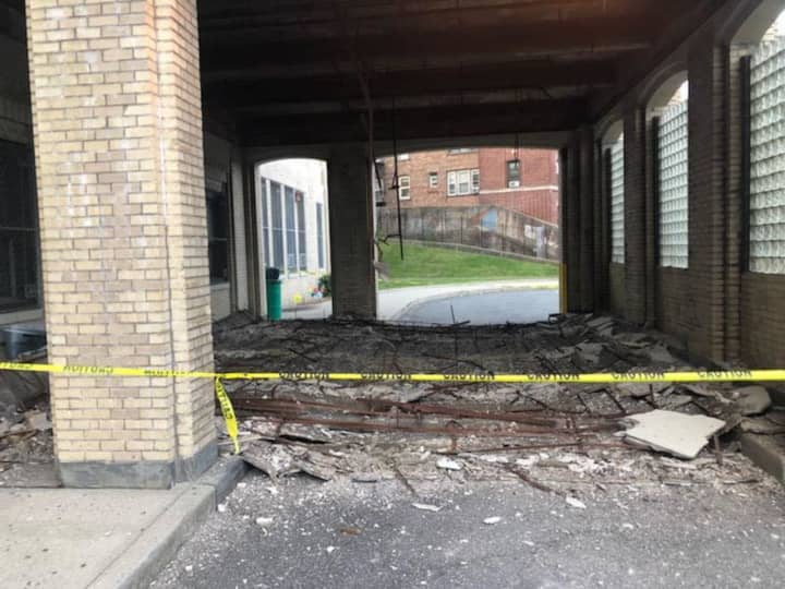 The A. Harry Moore School in Jersey City suffered a partial roof collapse. The school building will be closed pending the completion of repairs and an inspection, but officials are trying to find alternate locations for classes.
