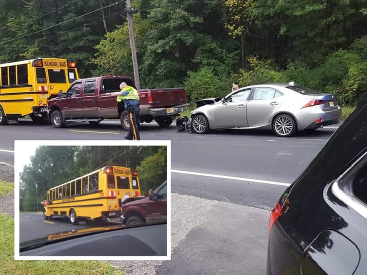 The bus suffered minimal damage and the driver continued on its way to school with a minor delay, police said.