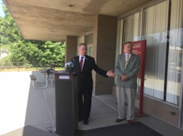 Rockland County Executive Ed Day along with Rockland Budget Director Stephen DeGroat said he is implementing a number of austerity measures to help cover a $4 million budget shortfall in connection with the sale of the Sain Building.