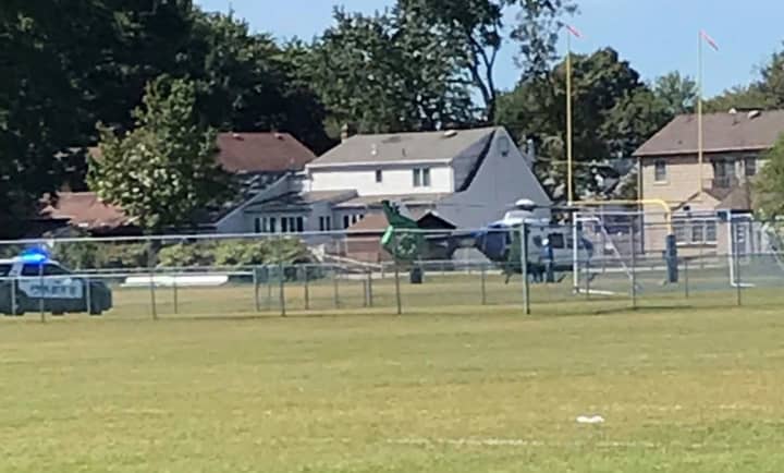 AirMed One landed at the Saddle Brook High School field off Mayhill Street.