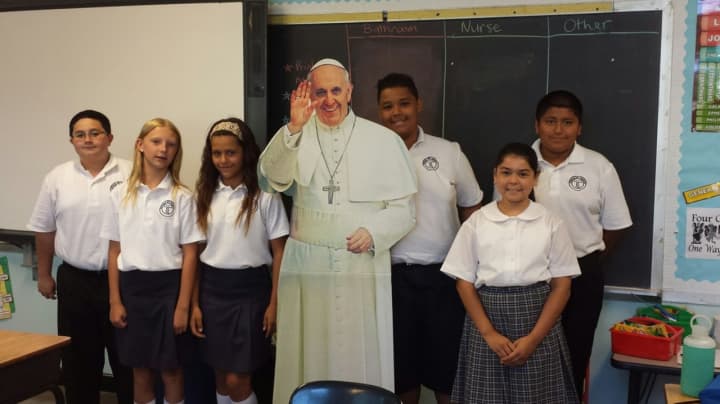 Pope Francis made a &quot;visit&quot; to the Immaculate Conception School in Tuckahoe on Wednesday.