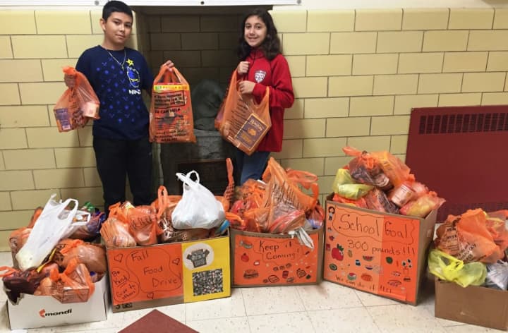 Students in Bound Brook recently helped collect more than 1,000 lbs. of food for donation