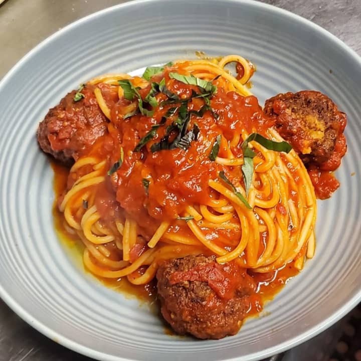 Spaghetti &amp; Mom&#x27;s Meatballs from Bonasera&#x27;s Italian restaurant in Larchmont (18 Chatsworth Avenue)