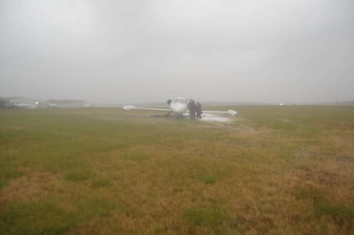 The plane skidded off the runway at Newport News/Williamsburg Airport