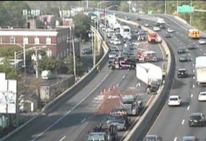 A car vs. tractor-trailer crash is causing a big mess on northbound I-95 in Stratford on Thursday morning.