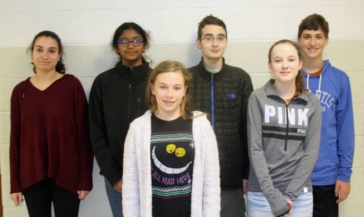 The winners of the eighth-grade writing contest.