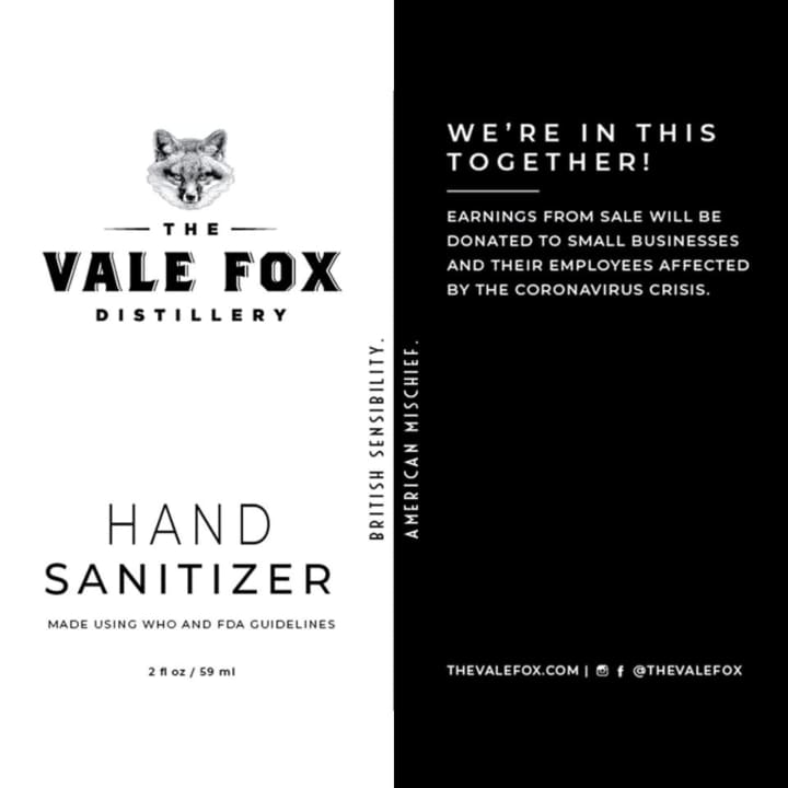 The Vale Fox Distillery in Poughkeepsie has taken to producing hand sanitizer.