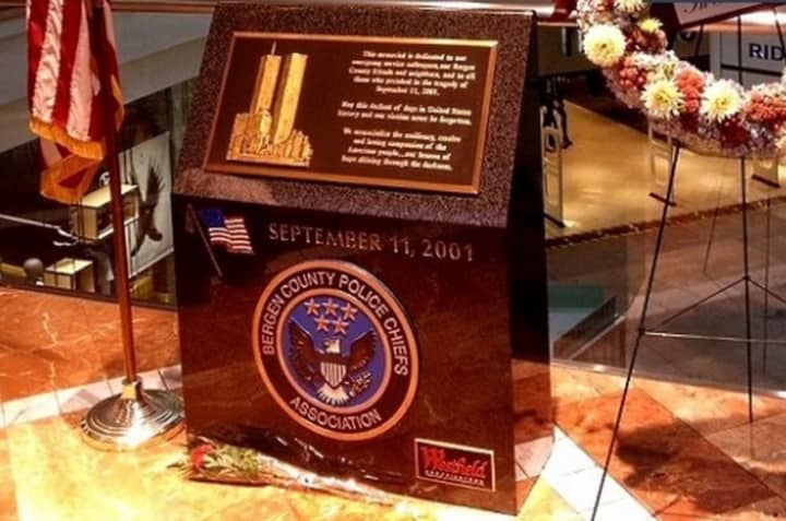 9/11 Memorial, donated by Bergen County Police Chiefs Association, at Garden State Plaza in Paramus