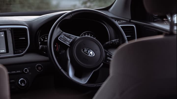 A Kia steering wheel.