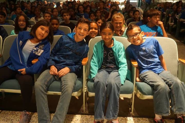 Albert Leonard Middle School 6th graders attended an anti-bullying assembly on Monday.