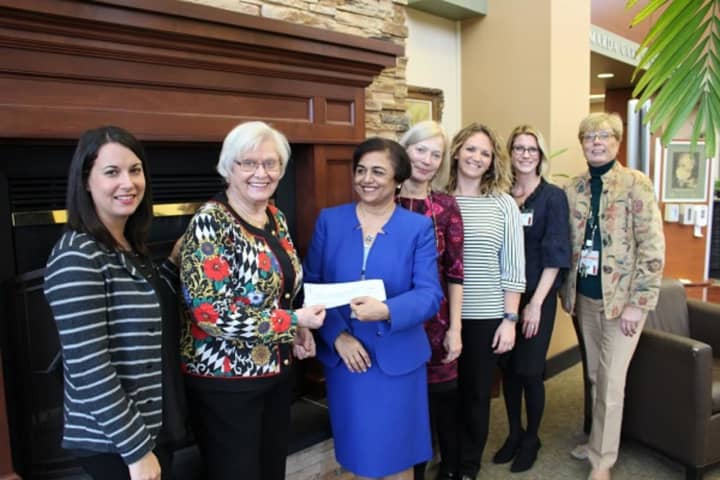 From left, PHC Foundation Executive Director Priscilla Weaver; auxiliary Co-President Peg Lindlom; and hospital officials Dr. Vinita Agarwal, Michelle Piazza, April Lividini, Lisa Lombardo and Maureen Pace.