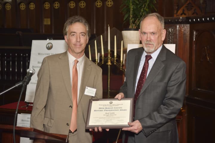 Rutherford Historian in Residence Rod Leith, right, is one of the 2016 Bergen County Historic Preservation award winners.