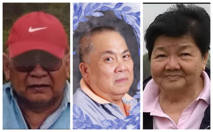 From left:  Luis Velasquez, Jr., 79, Jesus Villaluz, 75, and Violeta Velasquez, 79. Violeta lost her husband Luis and her brother Jesus days apart.