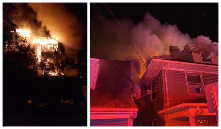 One person was hospitalized with minor burns in a Boonton house fire that brought firefighters from several agencies to the scene Friday night.