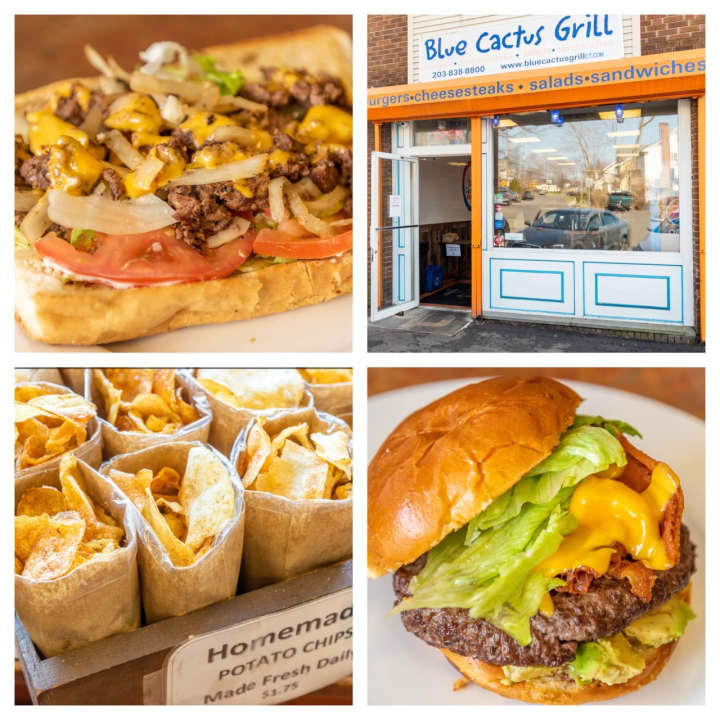 Yum, try the chopped cheesesteak or the Big dipper fired burger, or maybe the homemade chips at the Blue Cactus Grill.