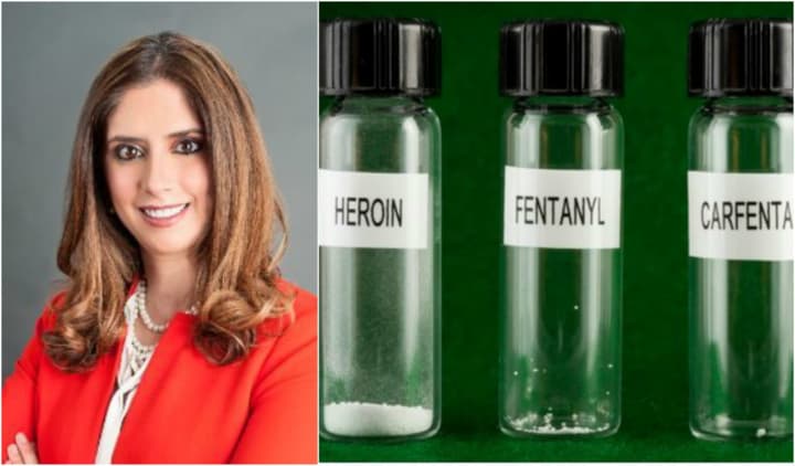 Suzanne Rabi Soliman of Northvale&#x27;s US Pharmacy Lab says the photo on the right, which has recently been sweeping social media and news reports, accurately depicts lethal doses of heroin, fentanyl and carfentanyl.