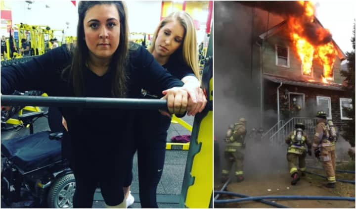 Lauren LaPorta and her trainer Erica Little work out at Retro Fitness Hackensack. A man was killed in a Little Ferry fire.