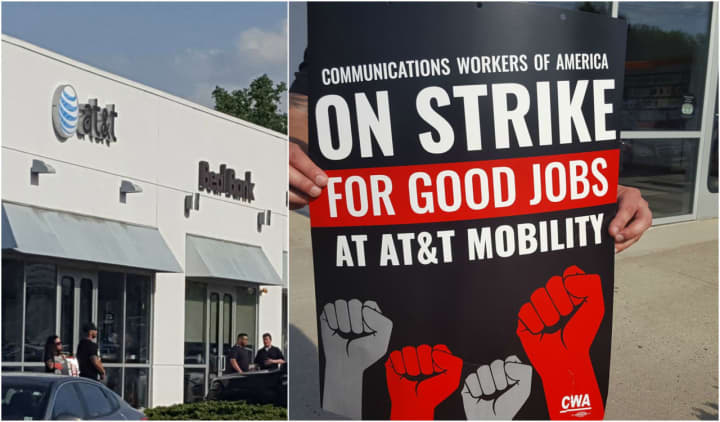 AT&amp;T workers began a weekend-long strike in Paramus Friday.