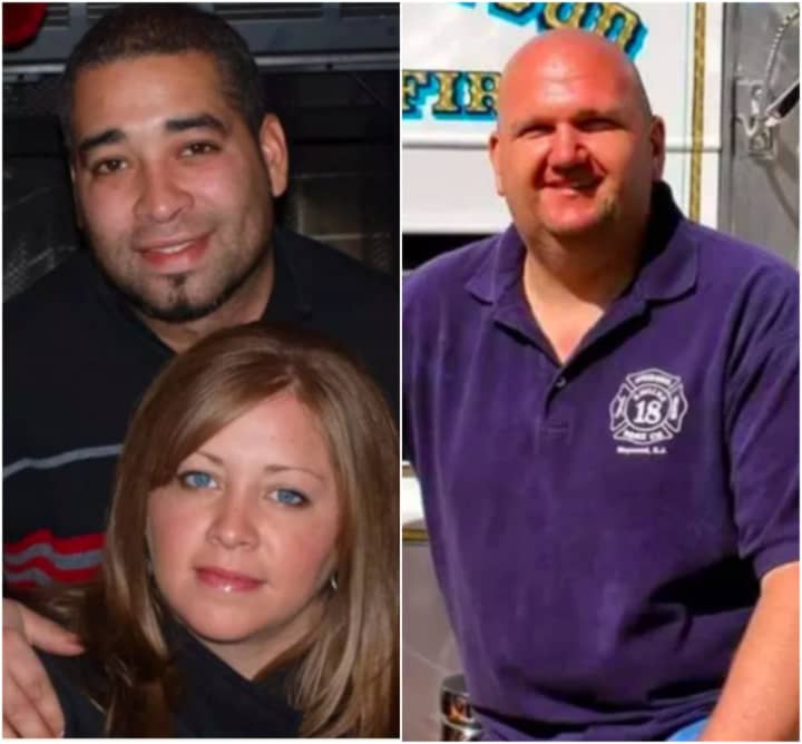 Left: Clinton J. Degroat of Ringwood killed his ex-girlfriend, Nicole Sierra, with a shotgun through a glass door. Right: Maywood Firefighter Roy De Young Jr. saved the life of a fellow resident in the Paramus ShopRite.