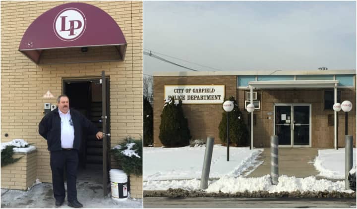 Left: Garfield Police Capt. Ron Polonkay exits the temporary police headquarters on Belmont Avenue. Right: The current police station is outdated, he says, and will soon be knocked down to make room for a state-of-the-art facility.